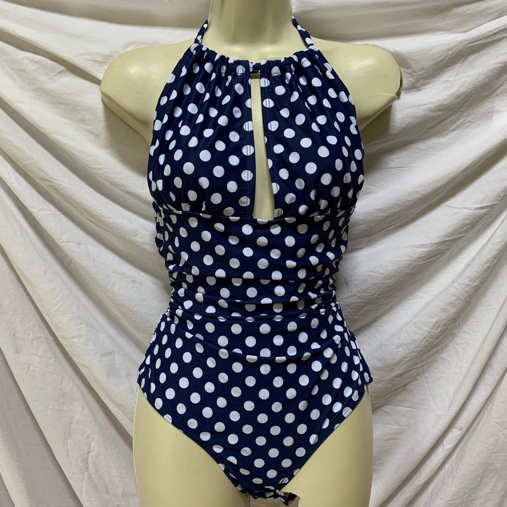New Navy/White Polka Dot Swimsuit M